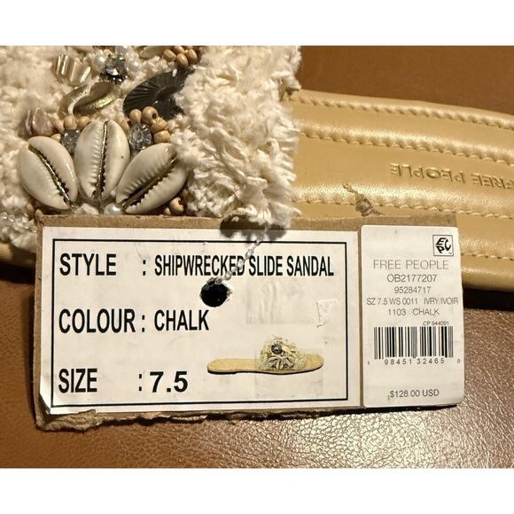 Free People Women's Size 7.5 Shipwreck Surf Shell Sandals Chalk New - Picture 7 of 7